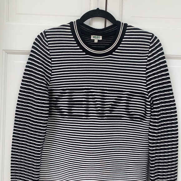 Kenzo Black and White Striped Knit Sweater - Picture 5 of 8